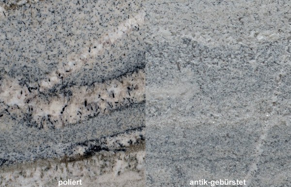 Terrassenplatten Granit White Fusion gebürstet